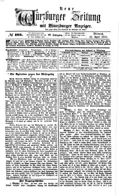 Neue Würzburger Zeitung Mittwoch 13. April 1870
