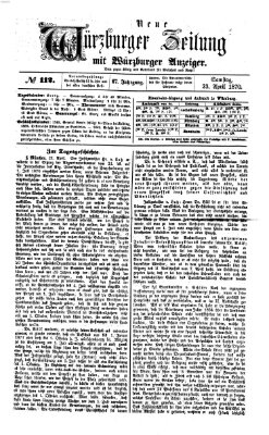 Neue Würzburger Zeitung Samstag 23. April 1870