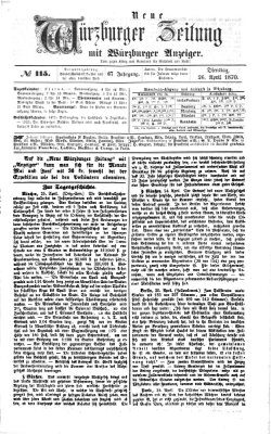 Neue Würzburger Zeitung Dienstag 26. April 1870