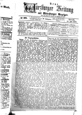 Neue Würzburger Zeitung Mittwoch 13. Juli 1870