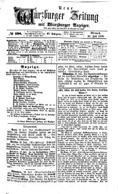 Neue Würzburger Zeitung Mittwoch 20. Juli 1870