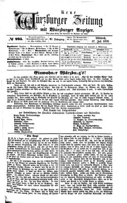 Neue Würzburger Zeitung Mittwoch 27. Juli 1870