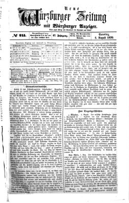 Neue Würzburger Zeitung Samstag 6. August 1870