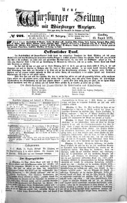 Neue Würzburger Zeitung Samstag 13. August 1870