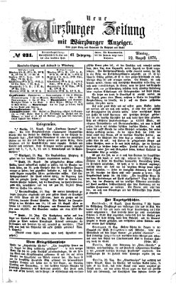 Neue Würzburger Zeitung Montag 22. August 1870