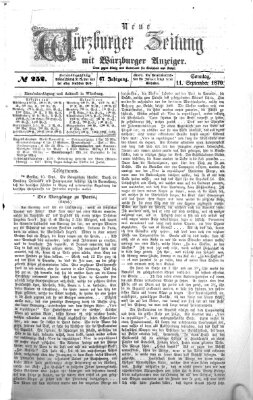 Neue Würzburger Zeitung Sonntag 11. September 1870