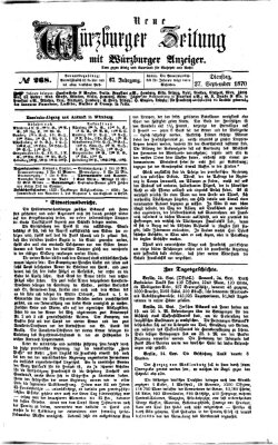 Neue Würzburger Zeitung Dienstag 27. September 1870