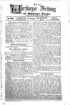 Neue Würzburger Zeitung Samstag 1. Oktober 1870