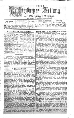 Neue Würzburger Zeitung Sonntag 16. Oktober 1870