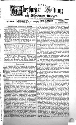 Neue Würzburger Zeitung Sonntag 23. Oktober 1870