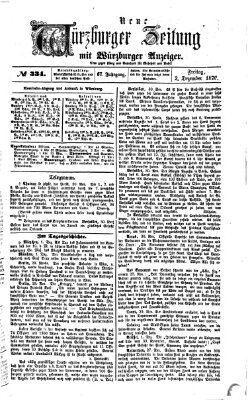 Neue Würzburger Zeitung Freitag 2. Dezember 1870