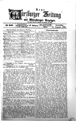 Neue Würzburger Zeitung Donnerstag 15. Dezember 1870