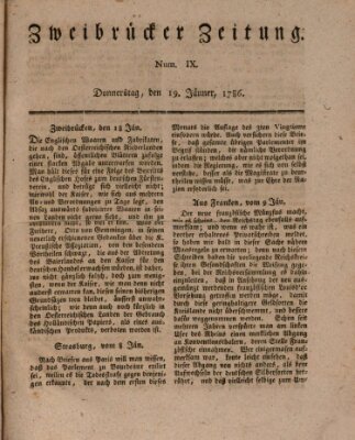 Zweibrücker Zeitung (Zweibrücker Wochenblatt) Donnerstag 19. Januar 1786