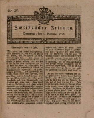 Zweibrücker Zeitung (Zweibrücker Wochenblatt) Donnerstag 2. Februar 1786