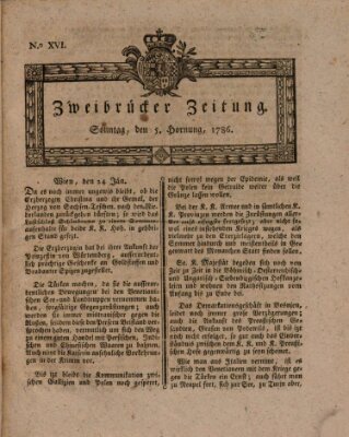 Zweibrücker Zeitung (Zweibrücker Wochenblatt) Sonntag 5. Februar 1786