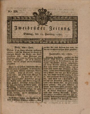 Zweibrücker Zeitung (Zweibrücker Wochenblatt) Sonntag 12. Februar 1786