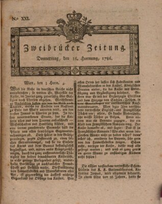 Zweibrücker Zeitung (Zweibrücker Wochenblatt) Donnerstag 16. Februar 1786