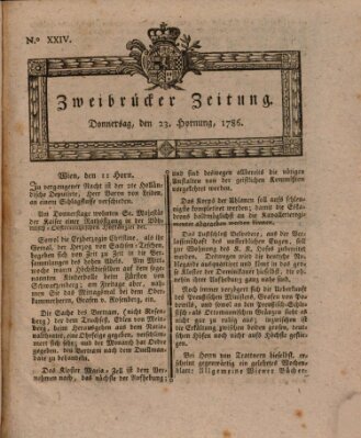 Zweibrücker Zeitung (Zweibrücker Wochenblatt) Donnerstag 23. Februar 1786