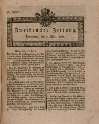 Zweibrücker Zeitung (Zweibrücker Wochenblatt) Donnerstag 2. März 1786