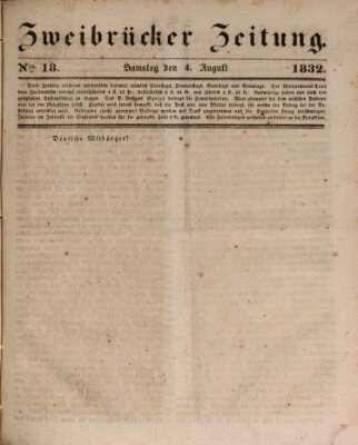Zweibrücker Zeitung Samstag 4. August 1832