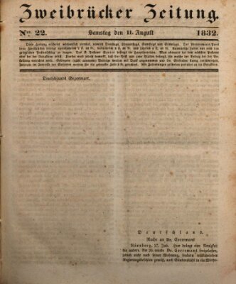 Zweibrücker Zeitung Samstag 11. August 1832