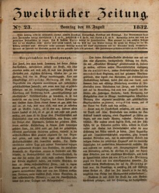 Zweibrücker Zeitung Sonntag 12. August 1832
