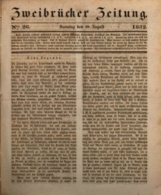 Zweibrücker Zeitung Samstag 18. August 1832