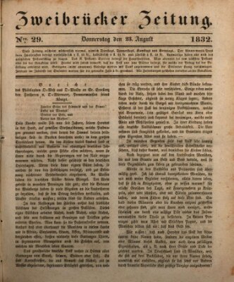 Zweibrücker Zeitung Donnerstag 23. August 1832