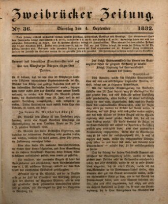 Zweibrücker Zeitung Dienstag 4. September 1832