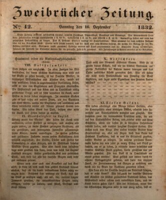 Zweibrücker Zeitung Sonntag 16. September 1832