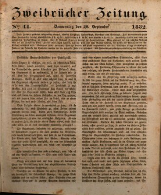 Zweibrücker Zeitung Donnerstag 20. September 1832