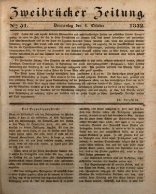 Zweibrücker Zeitung Donnerstag 4. Oktober 1832