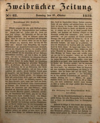 Zweibrücker Zeitung Samstag 27. Oktober 1832