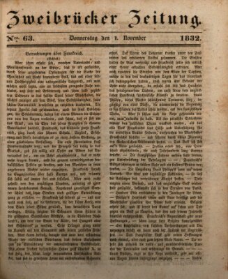 Zweibrücker Zeitung Donnerstag 1. November 1832