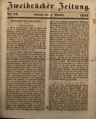 Zweibrücker Zeitung Samstag 1. Dezember 1832