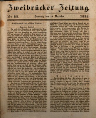 Zweibrücker Zeitung Samstag 15. Dezember 1832