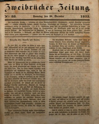 Zweibrücker Zeitung Samstag 29. Dezember 1832