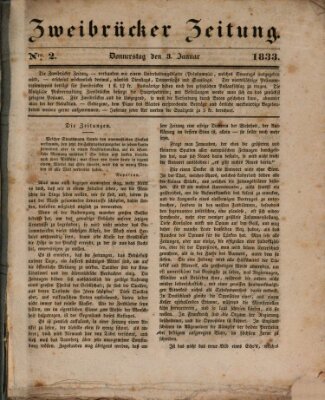 Zweibrücker Zeitung Donnerstag 3. Januar 1833