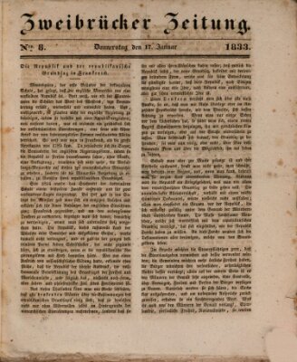 Zweibrücker Zeitung Donnerstag 17. Januar 1833