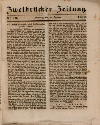 Zweibrücker Zeitung Samstag 26. Januar 1833