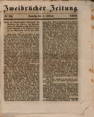 Zweibrücker Zeitung Samstag 9. Februar 1833