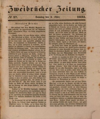 Zweibrücker Zeitung Samstag 2. März 1833