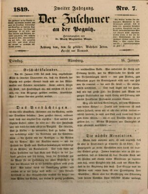 Der Zuschauer an der Pegnitz Dienstag 16. Januar 1849