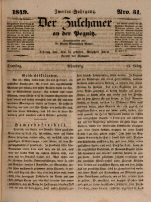 Der Zuschauer an der Pegnitz Dienstag 13. März 1849