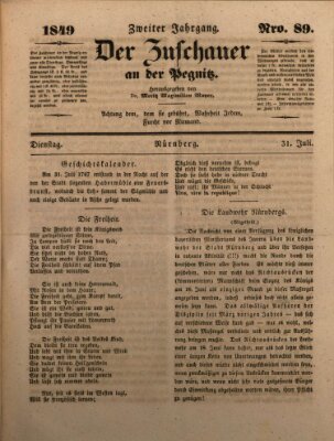 Der Zuschauer an der Pegnitz Dienstag 31. Juli 1849