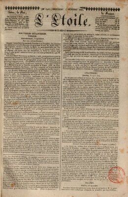 L' étoile Mittwoch 4. Oktober 1826