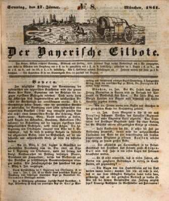 Baierscher Eilbote (Münchener Bote für Stadt und Land) Sonntag 17. Januar 1841