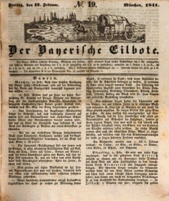 Baierscher Eilbote (Münchener Bote für Stadt und Land) Freitag 12. Februar 1841