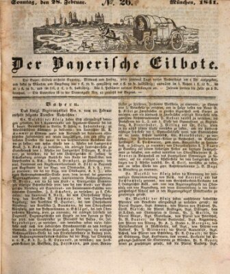 Baierscher Eilbote (Münchener Bote für Stadt und Land) Sonntag 28. Februar 1841