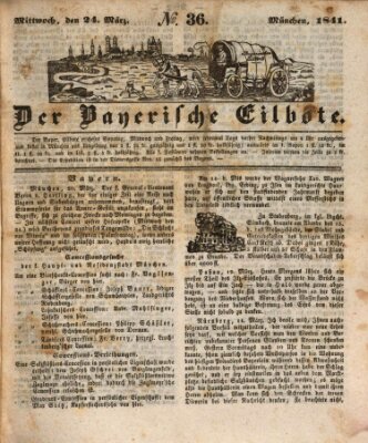 Baierscher Eilbote (Münchener Bote für Stadt und Land) Mittwoch 24. März 1841